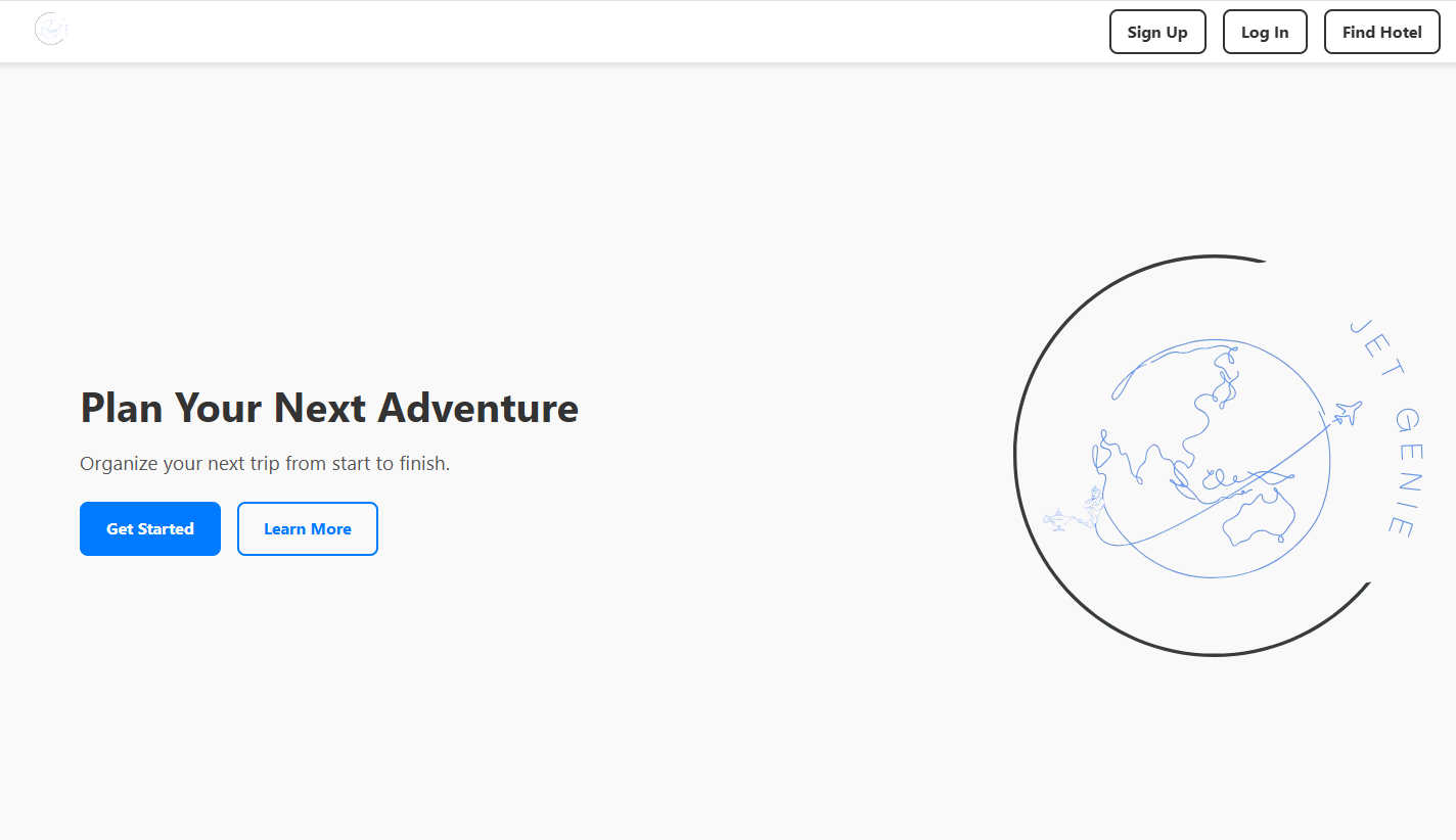Screenshot of JetGenie app