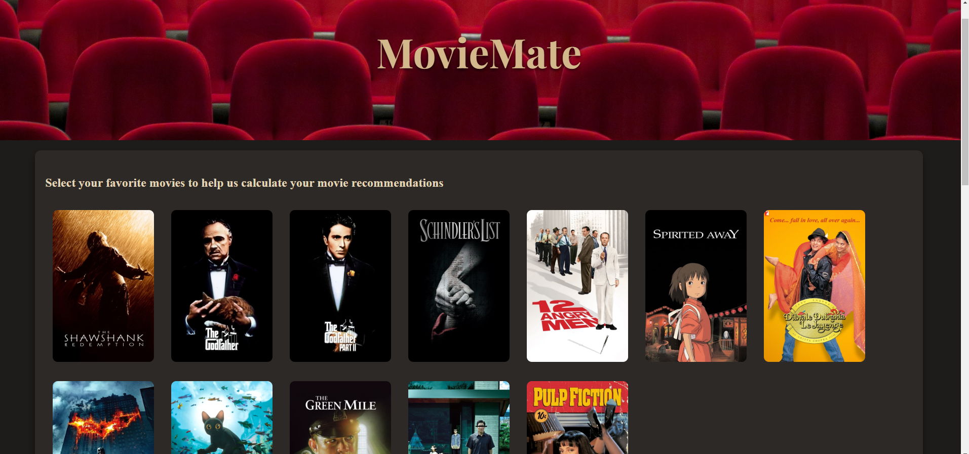 Screenshot of MovieMate app